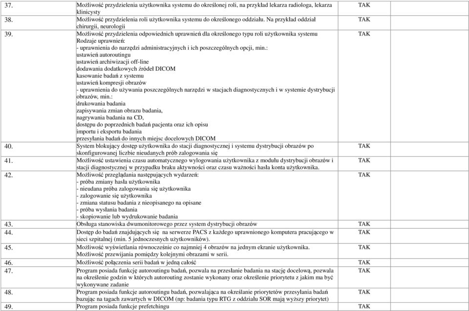 Możliwość przydzielenia odpowiednich uprawnień dla określonego typu roli użytkownika systemu Rodzaje uprawnień: - uprawnienia do narzędzi administracyjnych i ich poszczególnych opcji, min.