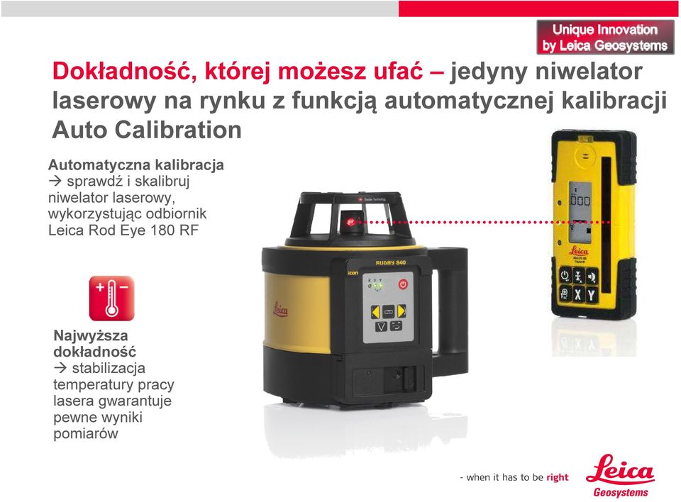 skalibruj niwelator laserowy, wykorzystując odbiornik Leica Rod Eye 180 RF