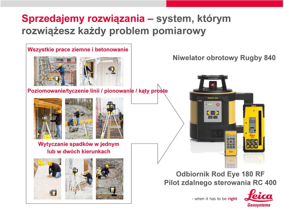 Poziomowanie/tyczenie linii / pionowanie / kąty proste Wytyczanie spadków w