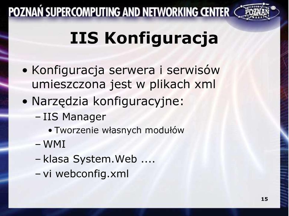 Narzędzia konfiguracyjne: IIS Manager