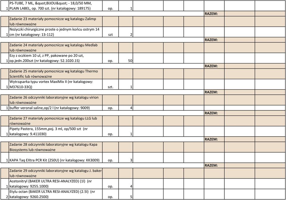 oczkiem 10 ul, z PP, pakowane po 20 szt, 1 op.jedn.200szt (nr katalogowy: 52.1020.1S) op.