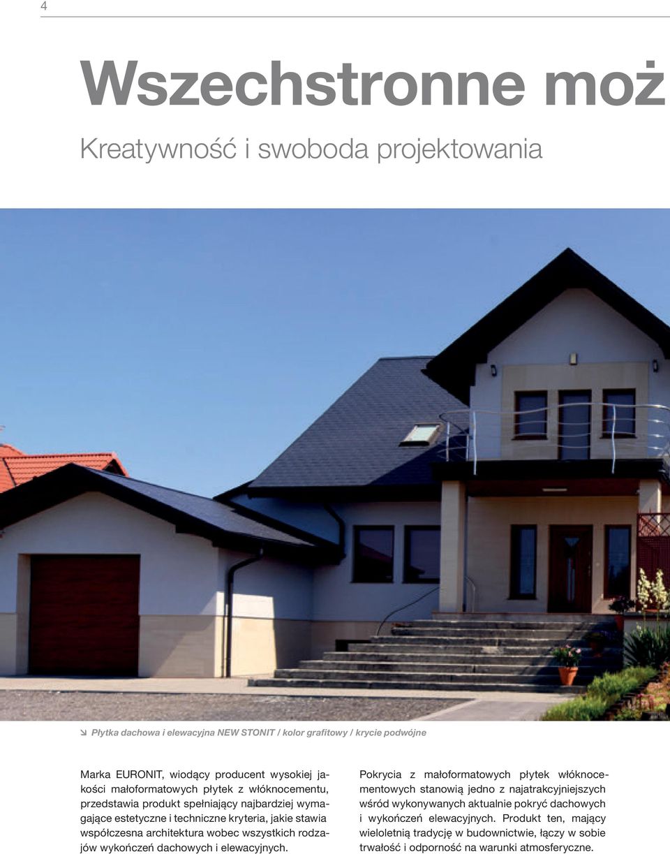 architektura wobec wszystkich rodzajów wykończeń dachowych i elewacyjnych.