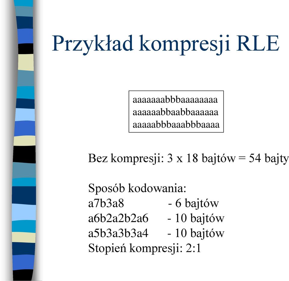 x 18 bajtów = 54 bajty Sposób kodowania: a7b3a8-6