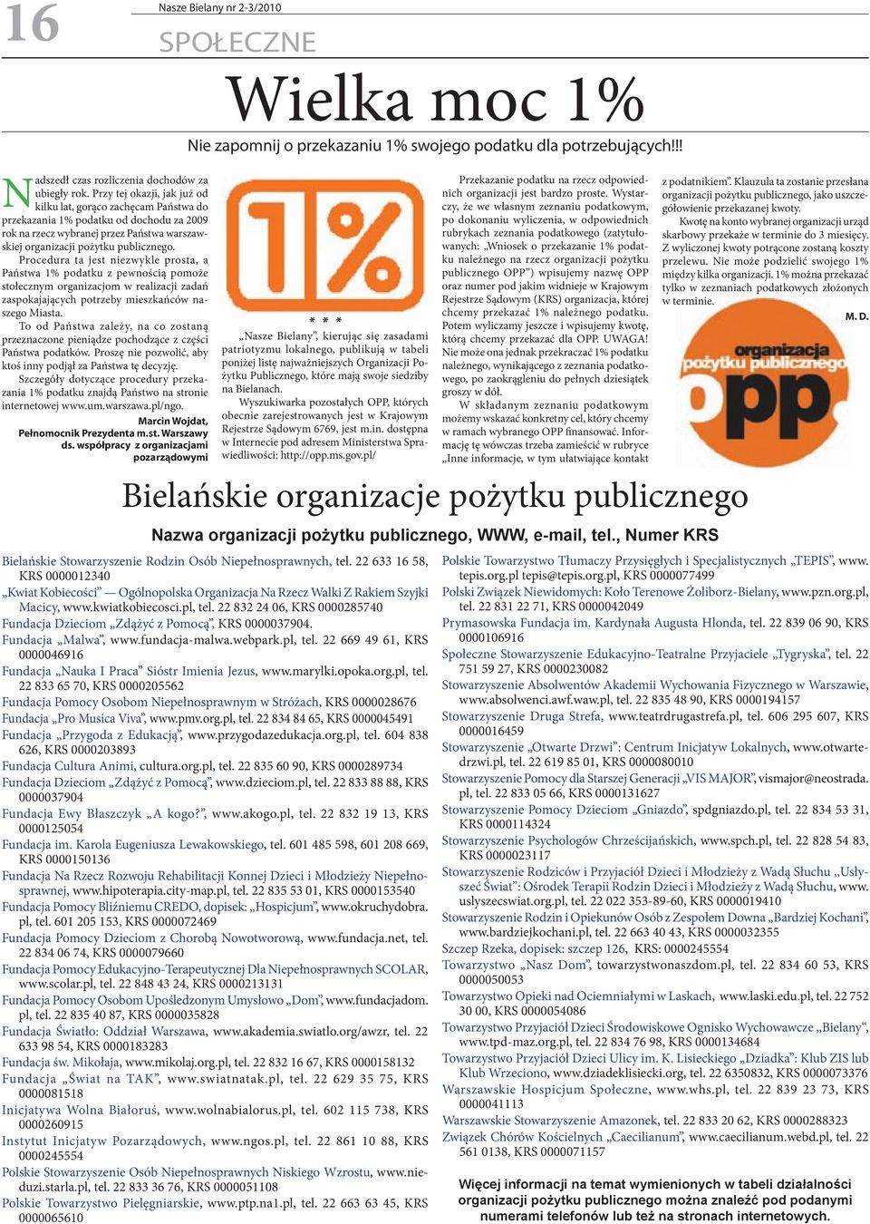 Procedura ta jest niezwykle prosta, a Państwa 1% podatku z pewnością pomoże stołecznym organizacjom w realizacji zadań zaspokajających potrzeby mieszkańców naszego Miasta.