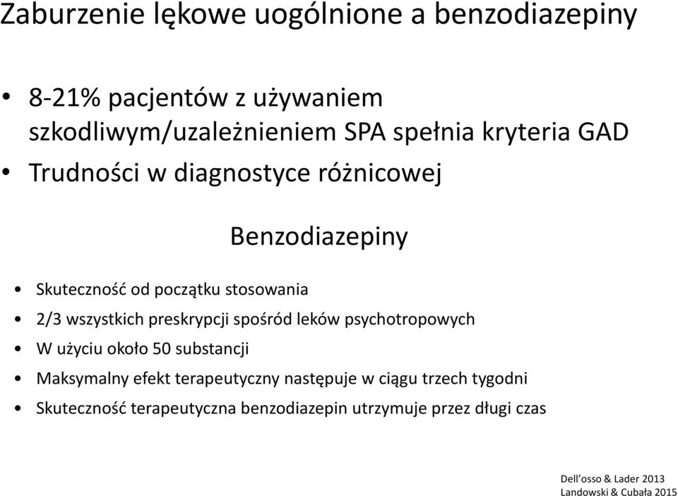 preskrypcji spośród leków psychotropowych W użyciu około 50 substancji Maksymalny efekt terapeutyczny następuje w