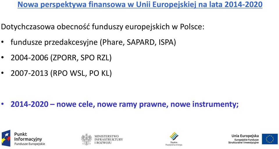 przedakcesyjne (Phare, SAPARD, ISPA) 2004-2006 (ZPORR, SPO RZL)