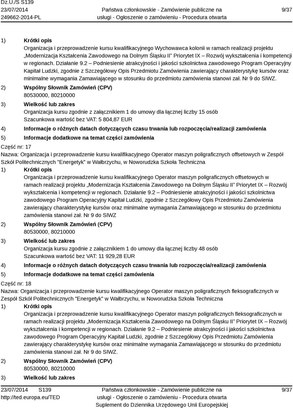 kwalifikacyjnego Operator maszyn poligraficznych offsetowych w ramach realizacji projektu Modernizacja Kształcenia Zawodowego na Dolnym Śląsku II Priorytet IX Rozwój wykształcenia i kompetencji w