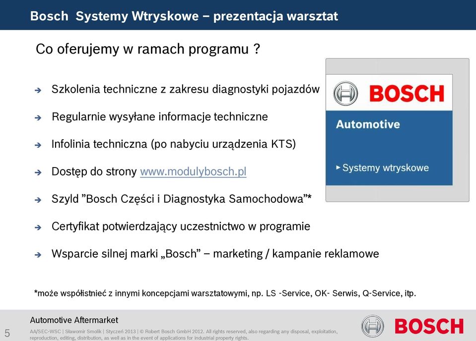 (po nabyciu urządzenia KTS) Dostęp do strony www.modulybosch.