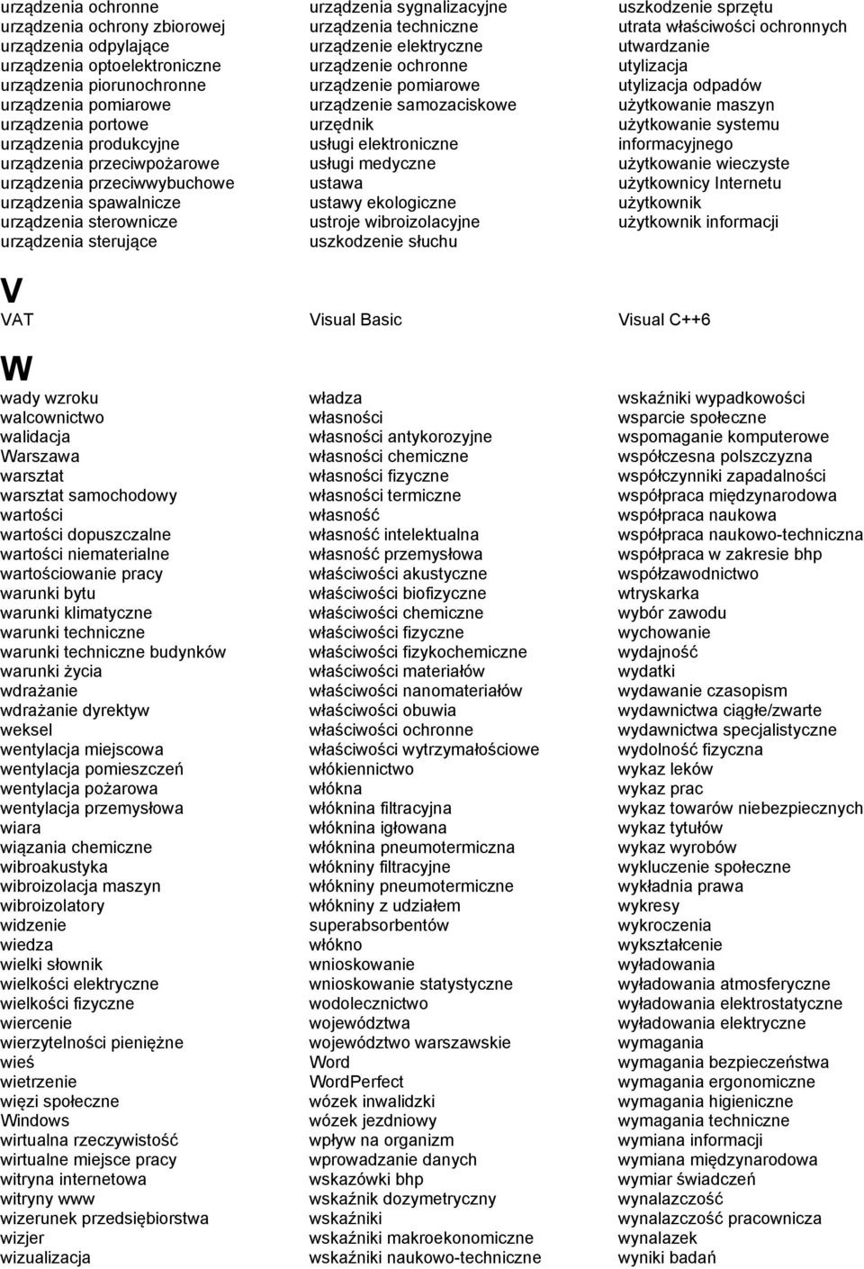 ochronne urządzenie pomiarowe urządzenie samozaciskowe urzędnik usługi elektroniczne usługi medyczne ustawa ustawy ekologiczne ustroje wibroizolacyjne uszkodzenie słuchu uszkodzenie sprzętu utrata