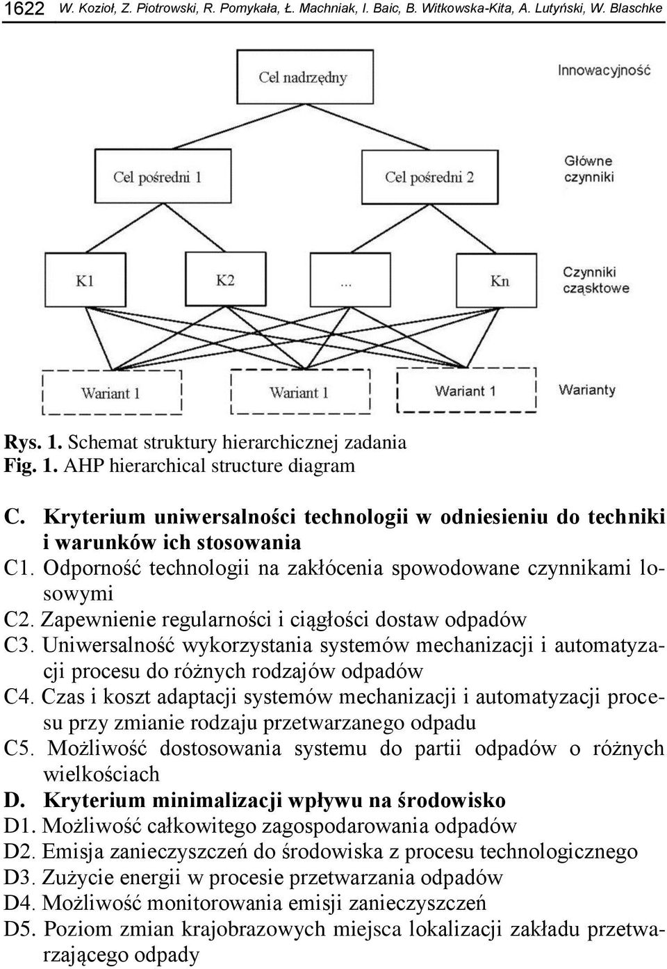 Zapewnienie regularności i ciągłości dostaw odpadów C3. Uniwersalność wykorzystania systemów mechanizacji i automatyzacji procesu do różnych rodzajów odpadów C4.