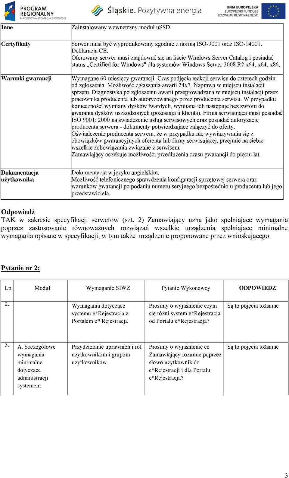 Czas podjęcia reakcji serwisu do czterech godzin od zgłoszenia. Możliwość zgłaszania awarii 24x7. Naprawa w miejscu instalacji sprzętu.