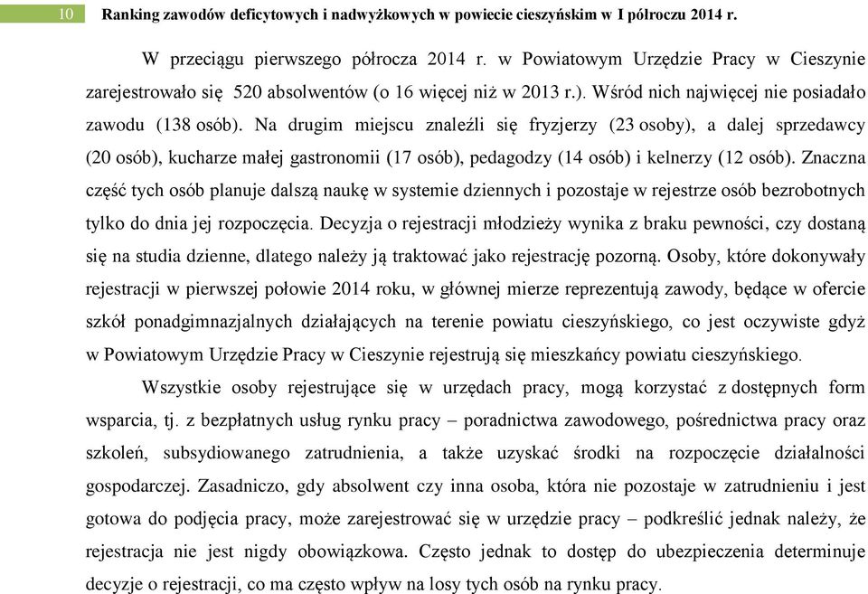 Na drugim miejscu znaleźli się fryzjerzy (23 osoby), a dalej sprzedawcy (20 osób), ucharze małej gastronomii (17 osób), pedagodzy (14 osób) i elnerzy (12 osób).