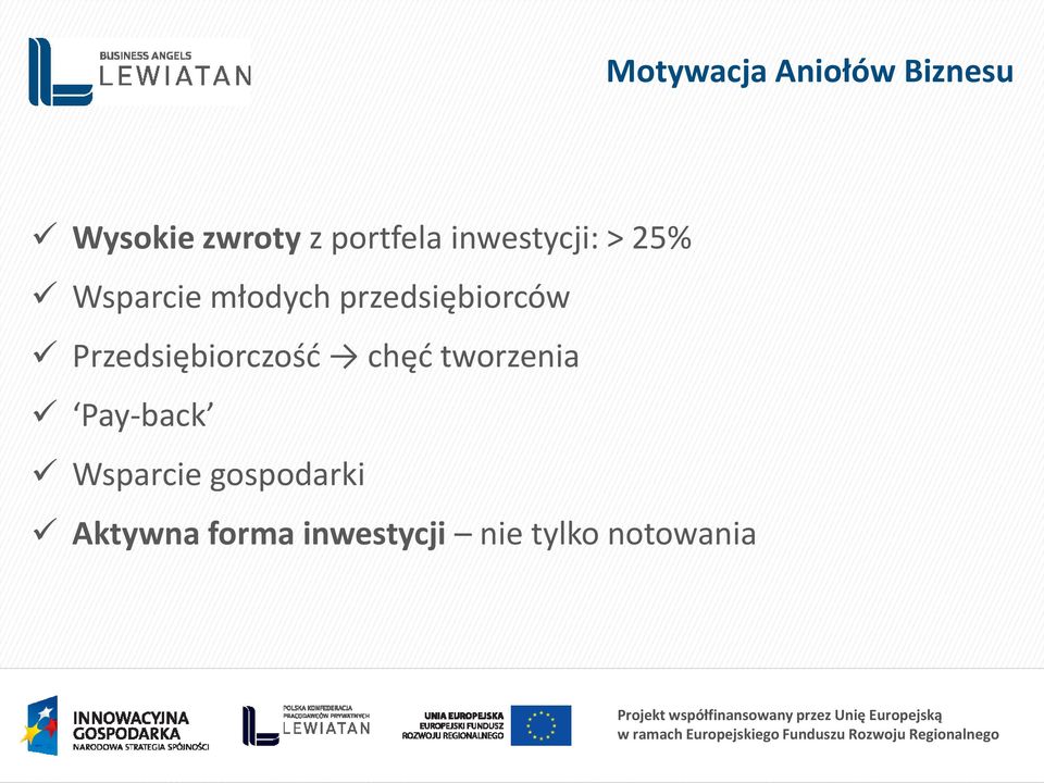 Przedsiębiorczość chęć tworzenia Pay-back Wsparcie