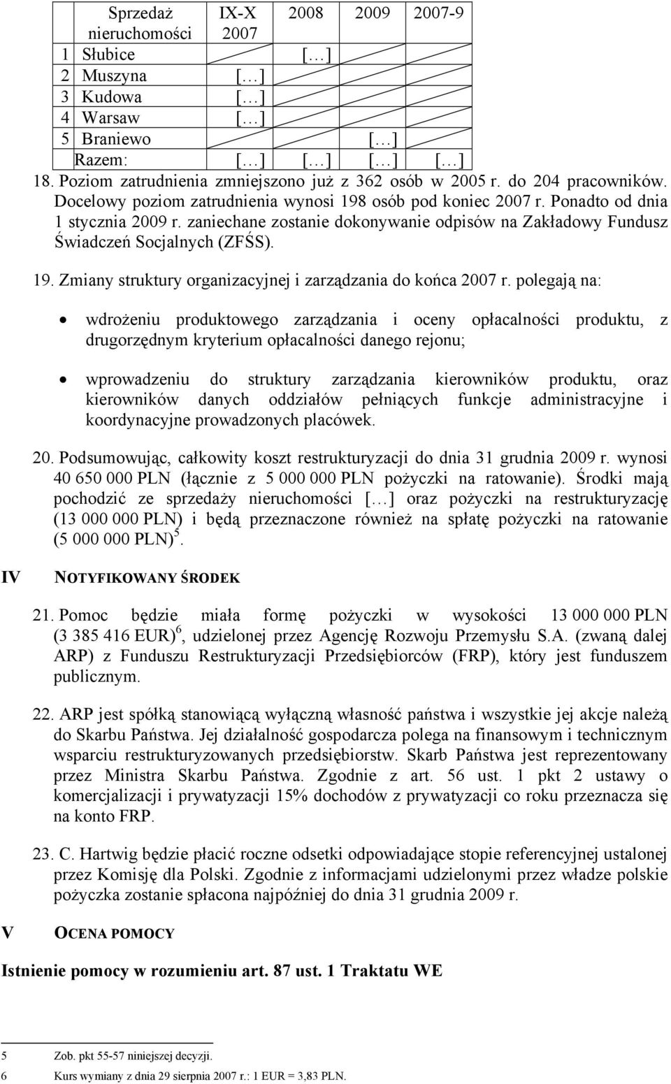 zaniechane zostanie dokonywanie odpisów na Zakładowy Fundusz Świadczeń Socjalnych (ZFŚS). 19. Zmiany struktury organizacyjnej i zarządzania do końca 2007 r.