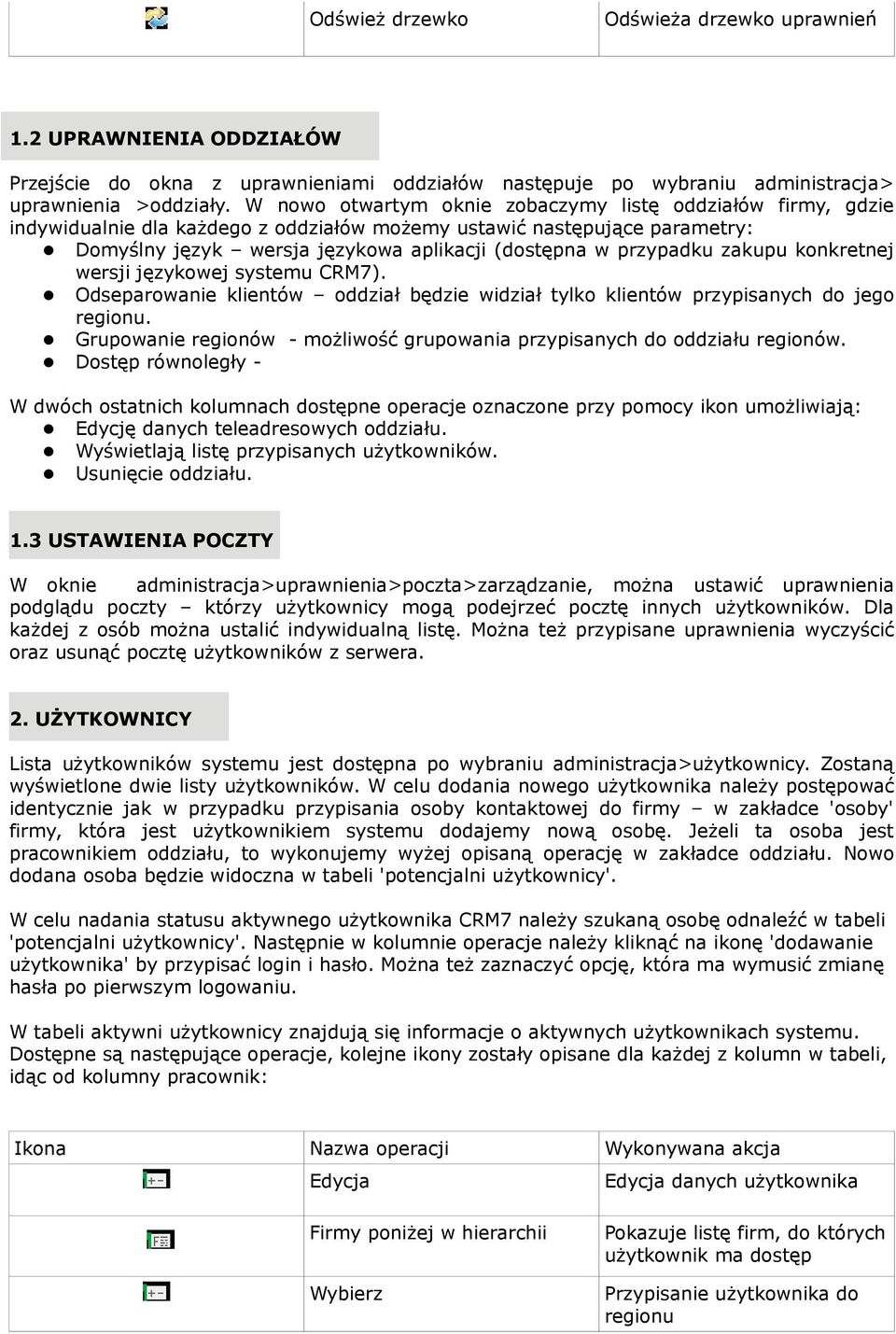 zakupu konkretnej wersji językowej systemu CRM7). Odseparowanie klientów oddział będzie widział tylko klientów przypisanych do jego regionu.