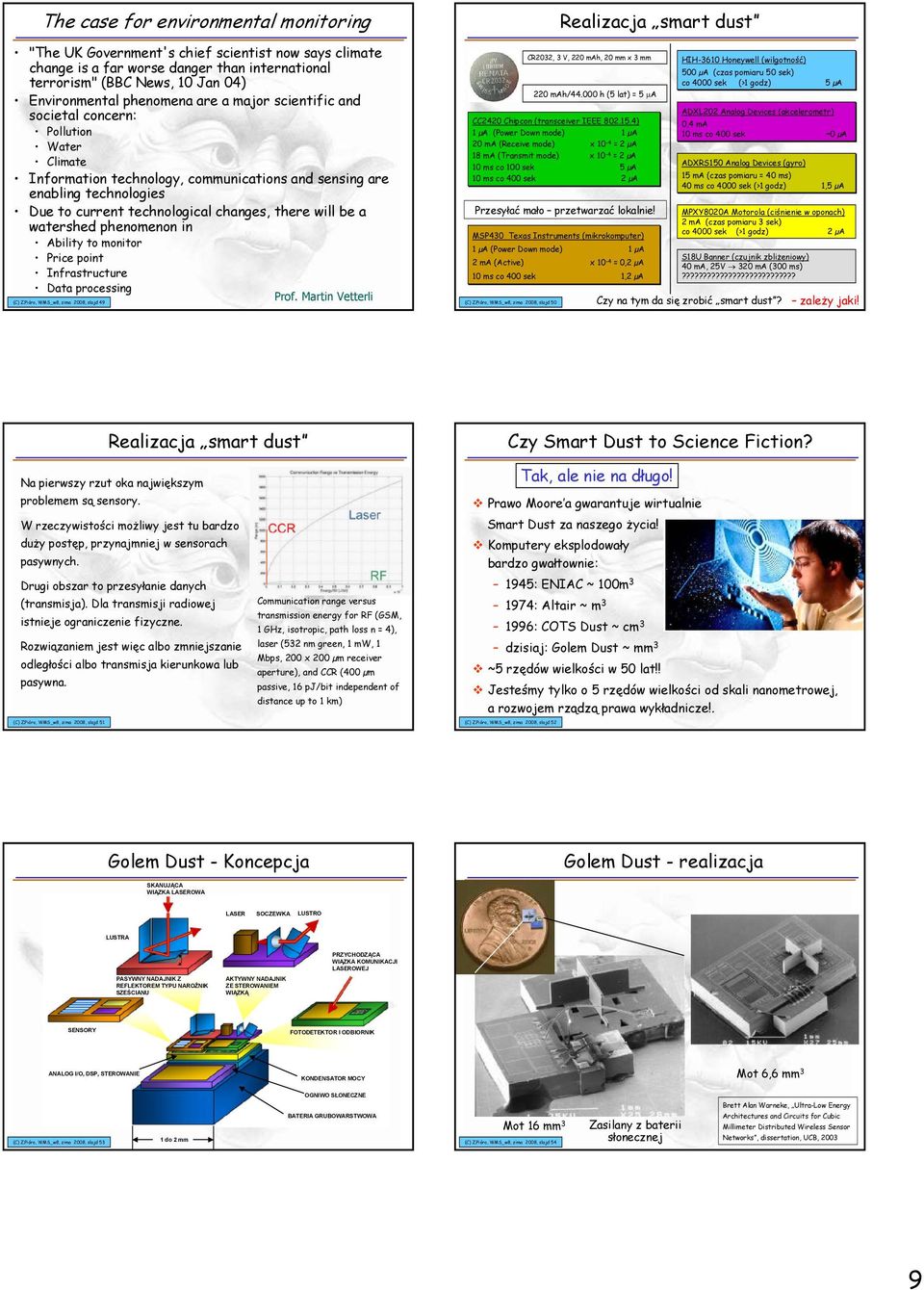 4) Pollution 1 µa (Power Down mode) 1 µa Water 20 ma (Receive mode) x 10-4 = 2 µa 18 ma (Transmit mode) x 10 Climate = 2 µa 10 ms co 100 sek 5 µa Information technology, communications and sensing