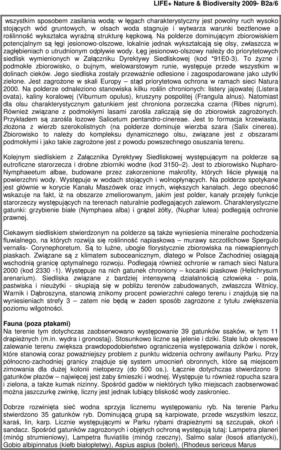 Na polderze dominującym zbiorowiskiem potencjalnym są łęgi jesionowo-olszowe, lokalnie jednak wykształcają się olsy, zwłaszcza w zagłębieniach o utrudnionym odpływie wody.