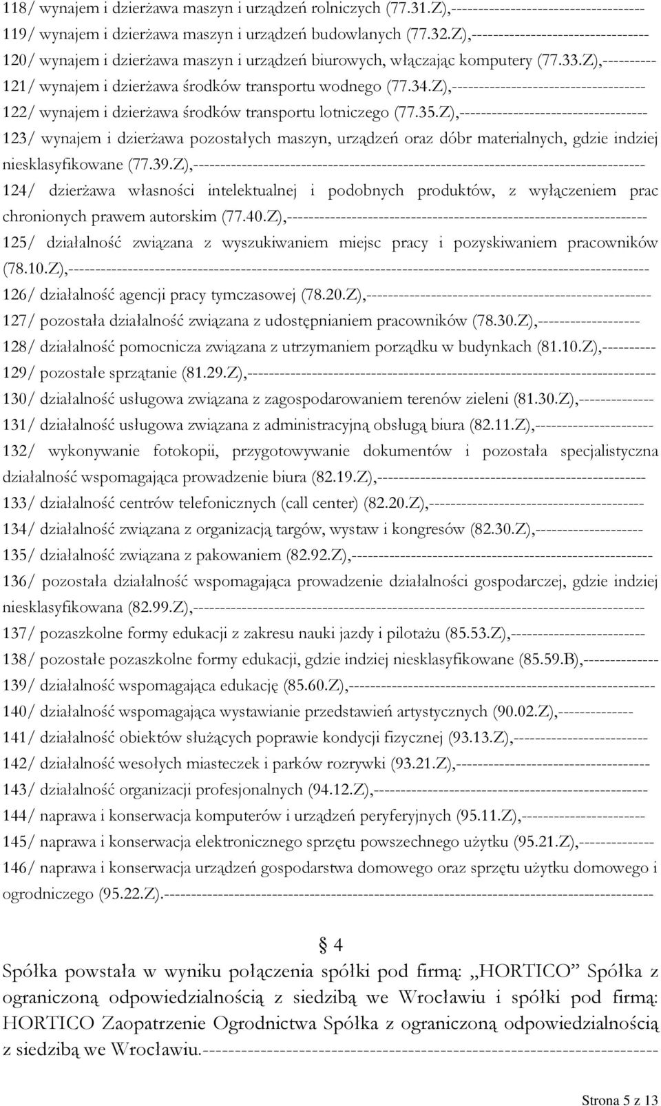 Z),------------------------------------ 122/ wynajem i dzierżawa środków transportu lotniczego (77.35.