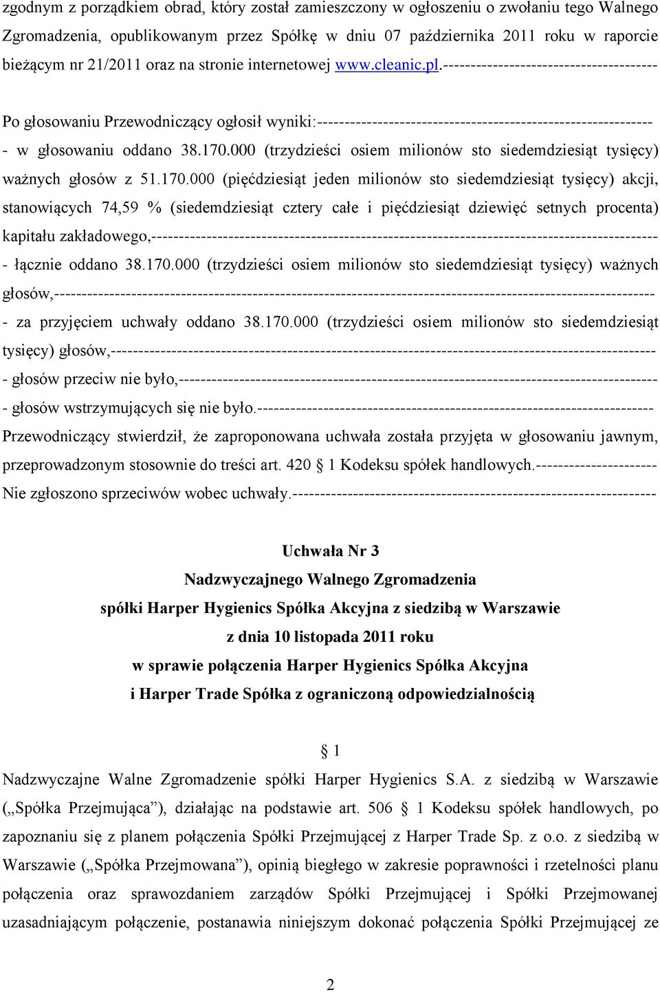 --------------------------------------- Po głosowaniu Przewodniczący ogłosił wyniki:------------------------------------------------------------- - w głosowaniu oddano 38.170.