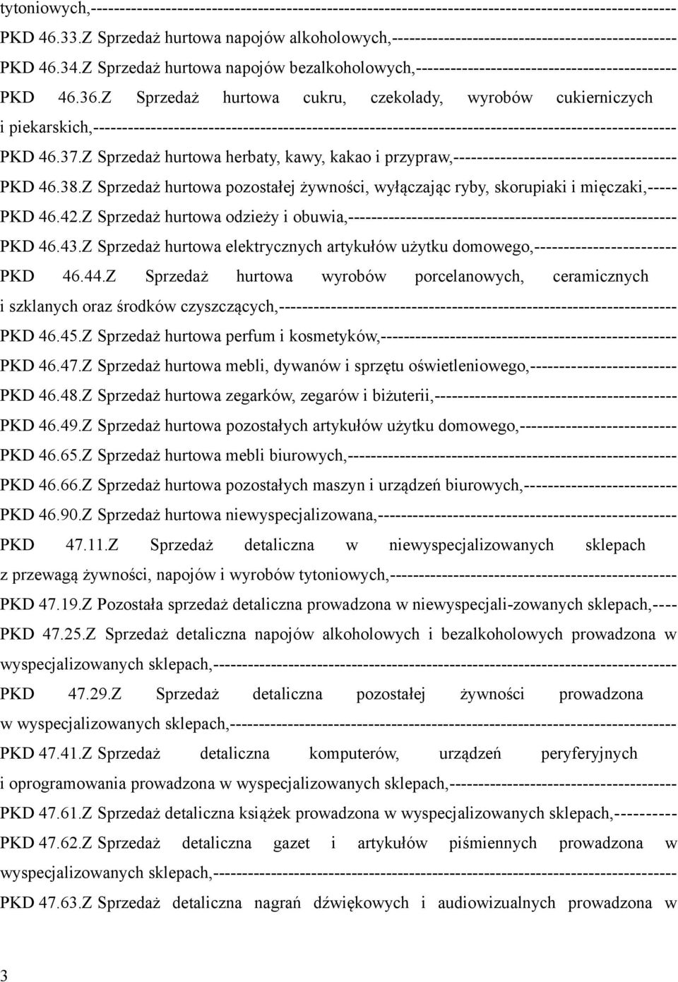 Z Sprzedaż hurtowa cukru, czekolady, wyrobów cukierniczych i piekarskich,----------------------------------------------------------------------------------------------------- PKD 46.37.