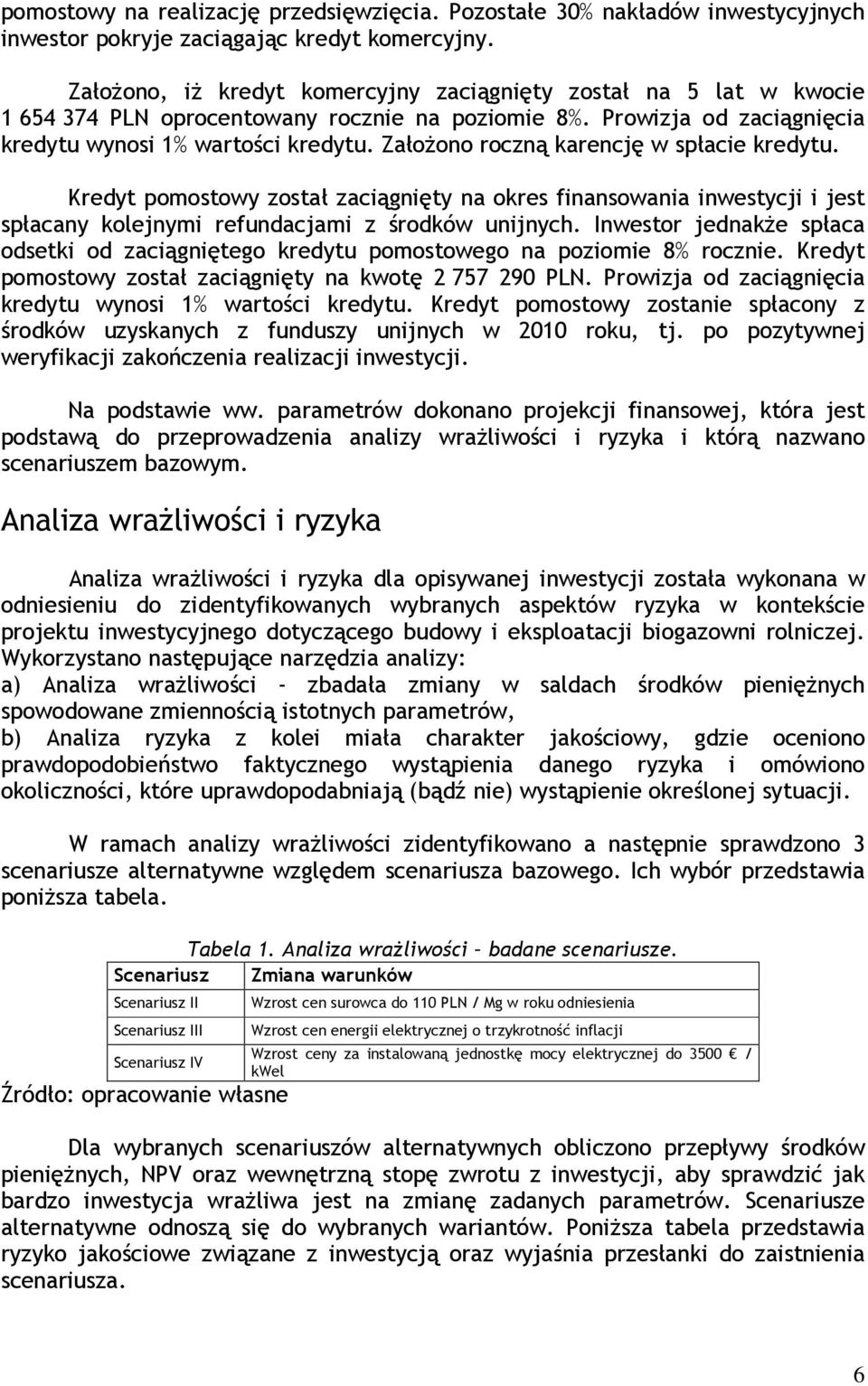 Założono roczną karencję w spłacie kredytu. Kredyt pomostowy został zaciągnięty na okres finansowania inwestycji i jest spłacany kolejnymi refundacjami z środków unijnych.