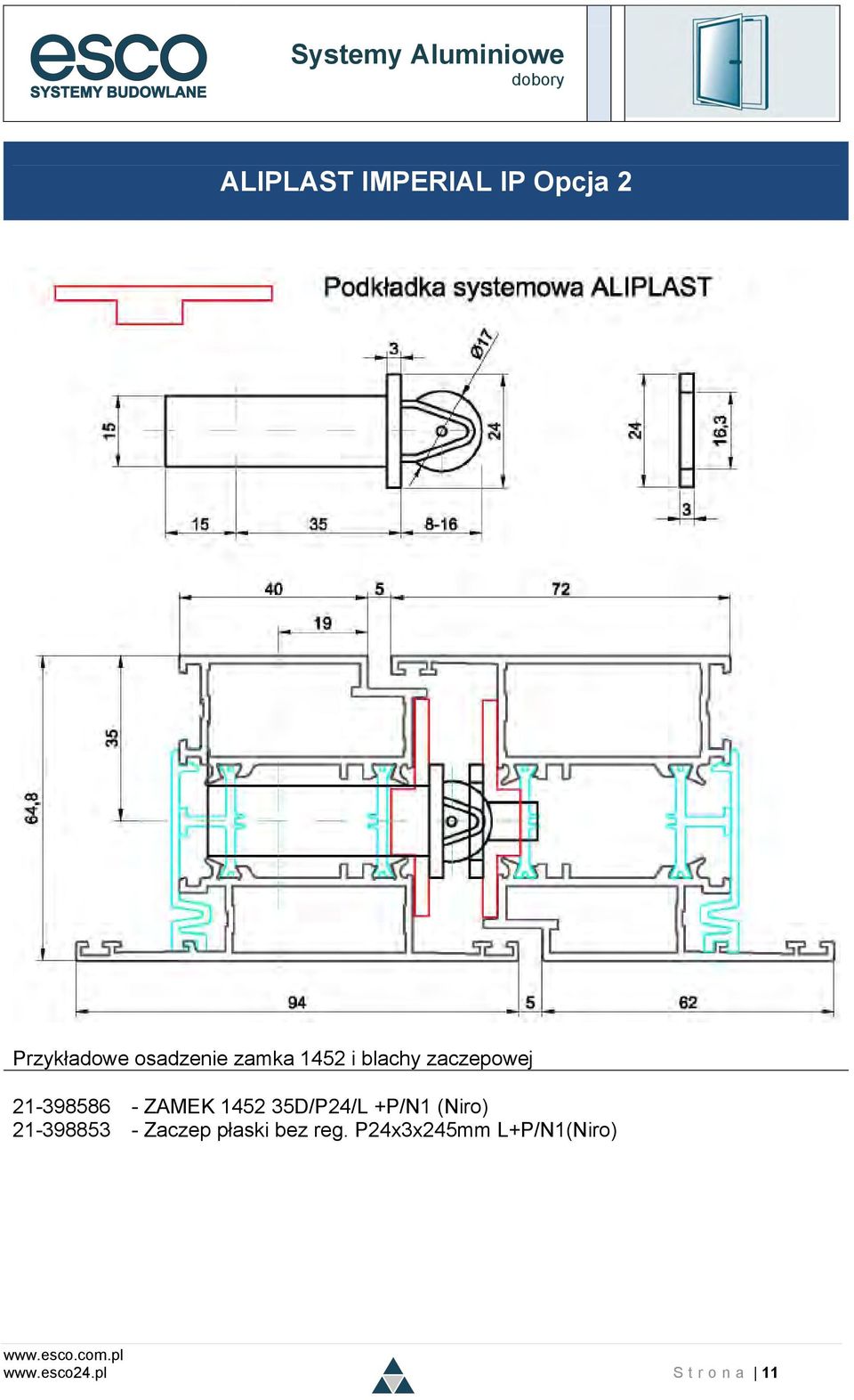 35D/P24/L +P/N1 (Niro) 21-398853 - Zaczep płaski bez