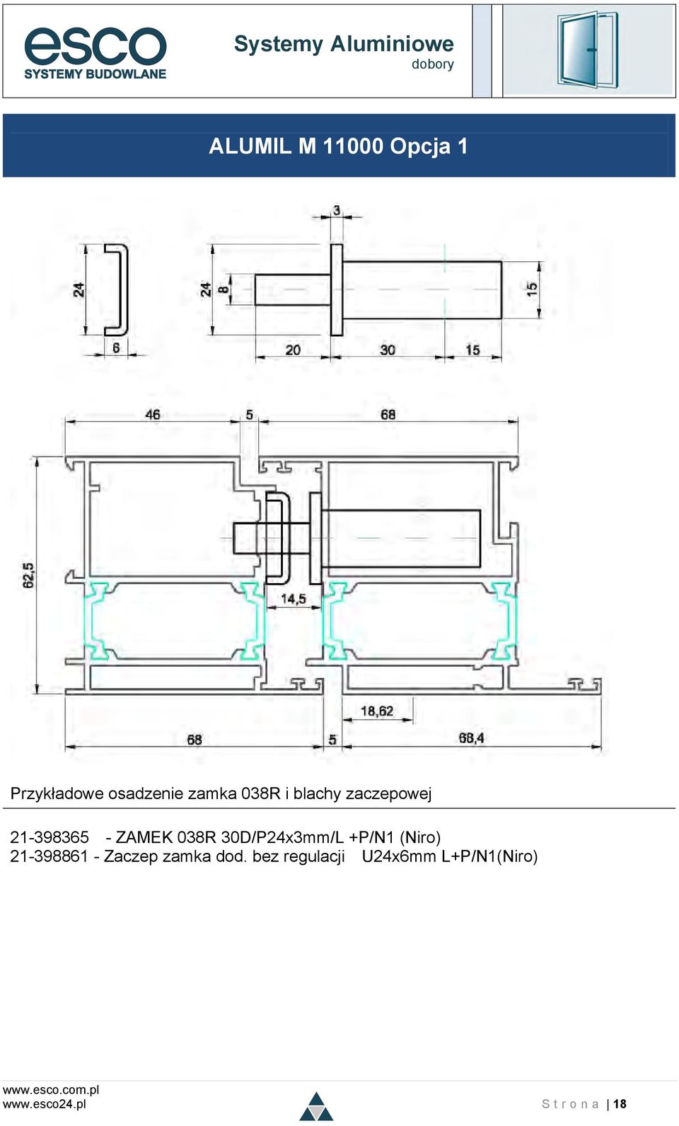 30D/P24x3mm/L +P/N1 (Niro) 21-398861 - Zaczep zamka