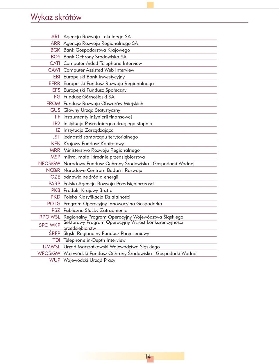 GUS Główny Urząd Statystyczny IIF instrumenty inżynierii finansowej IP2 Instytucja Pośrednicząca drugiego stopnia IZ Instytucja Zarządzająca JST jednostki samorządu terytorialnego KFK Krajowy Fundusz