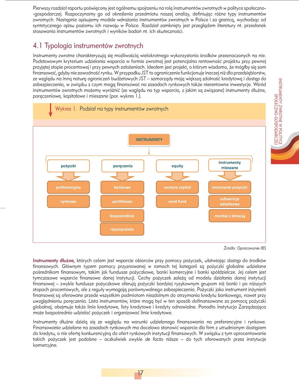Następnie opisujemy modele wdrażania instrumentów zwrotnych w Polsce i za granicą, wychodząc od syntetycznego opisu poziomu ich rozwoju w Polsce. Rozdział zamknięty jest przeglądem literatury nt.