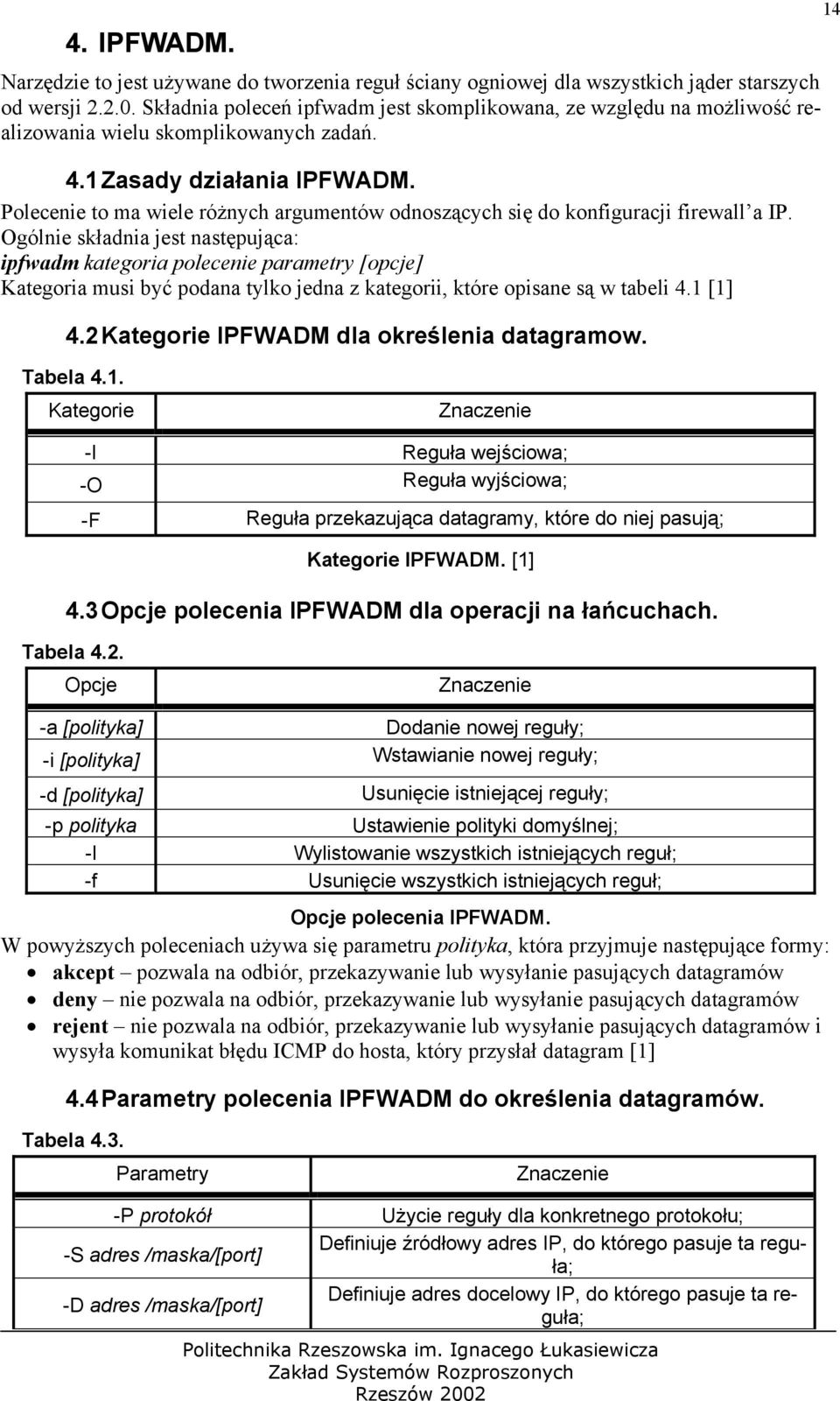 Polecenie to ma wiele różnych argumentów odnoszących się do konfiguracji firewall a IP.