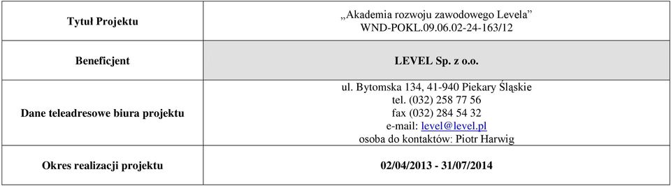 Bytomska 134, 41-940 Piekary Śląskie tel.