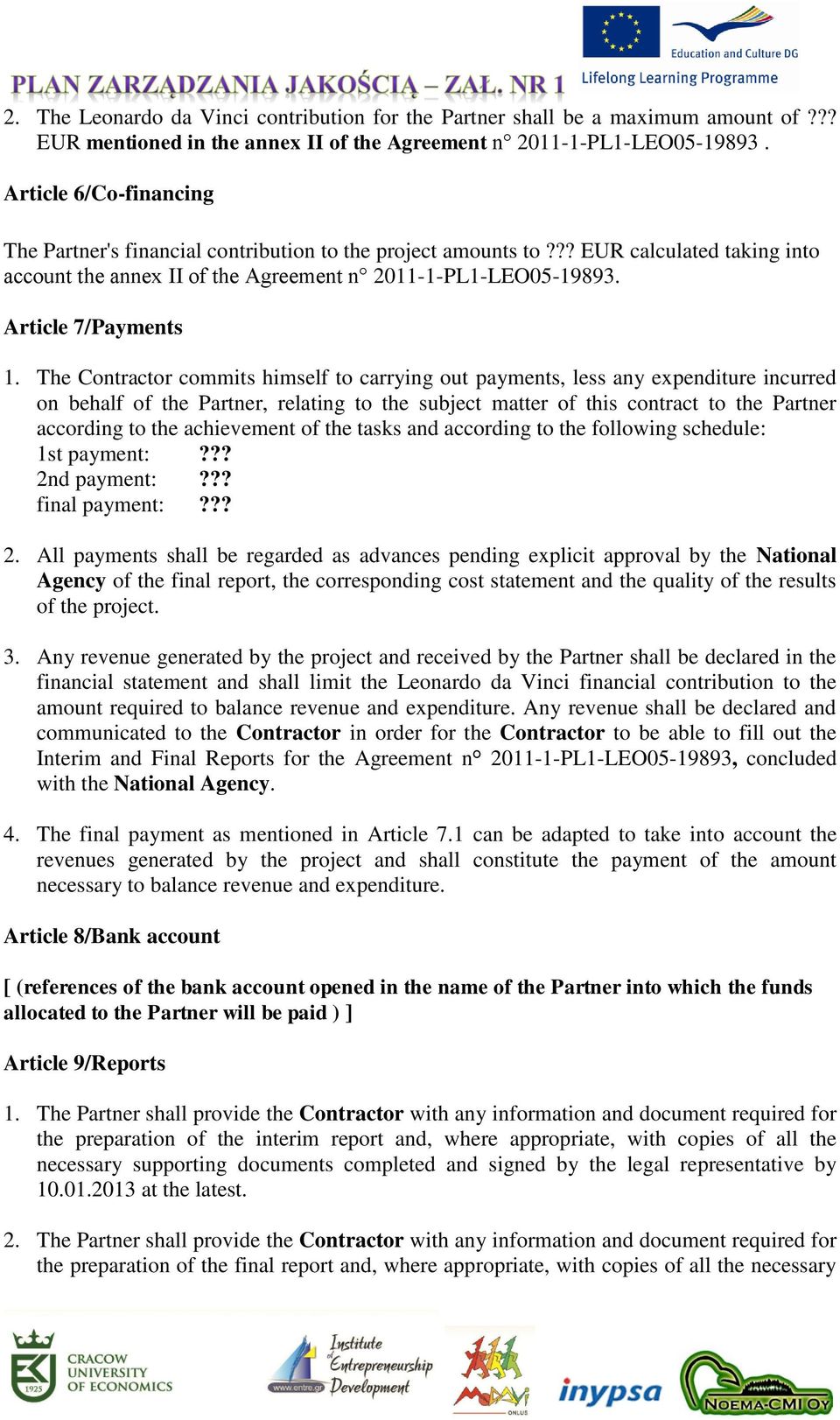 Article 7/Payments 1.