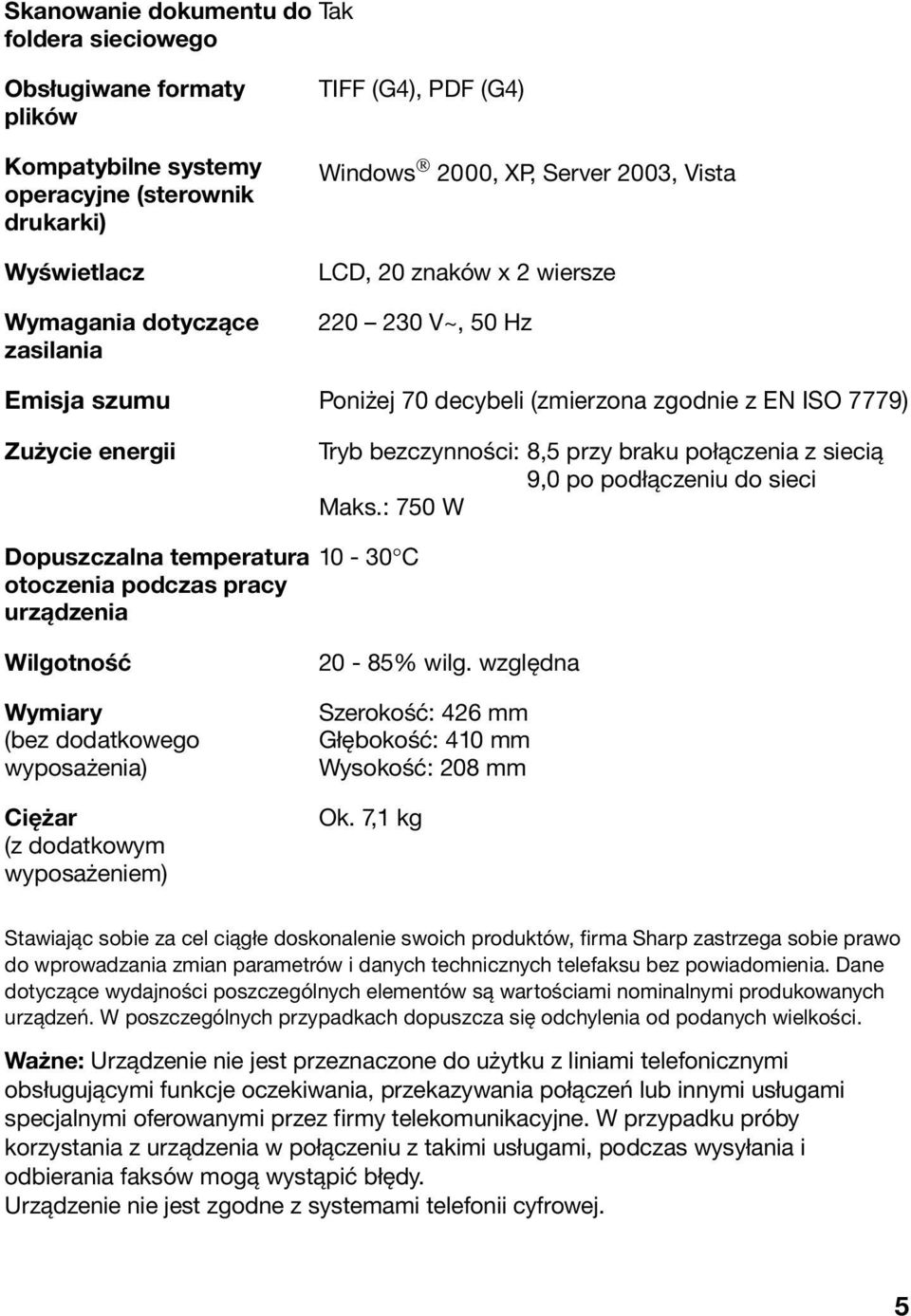 połączenia z siecią 9,0 po podłączeniu do sieci Maks.