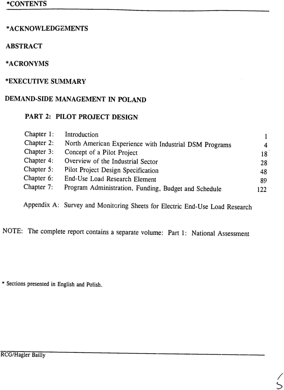 Pilot Project Design Specification End-Use Load Research Element Program Administration, Funding, Budget arid Schedule 1 4 18 28 48 89 122 Appendix A: Survey and