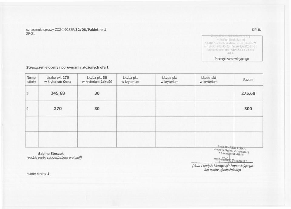 Liczbapkt 30 Liczba pkt Liczbapkt Liczbapkt oferty w kryterium Cena w kryterium Jakosc w kryterium