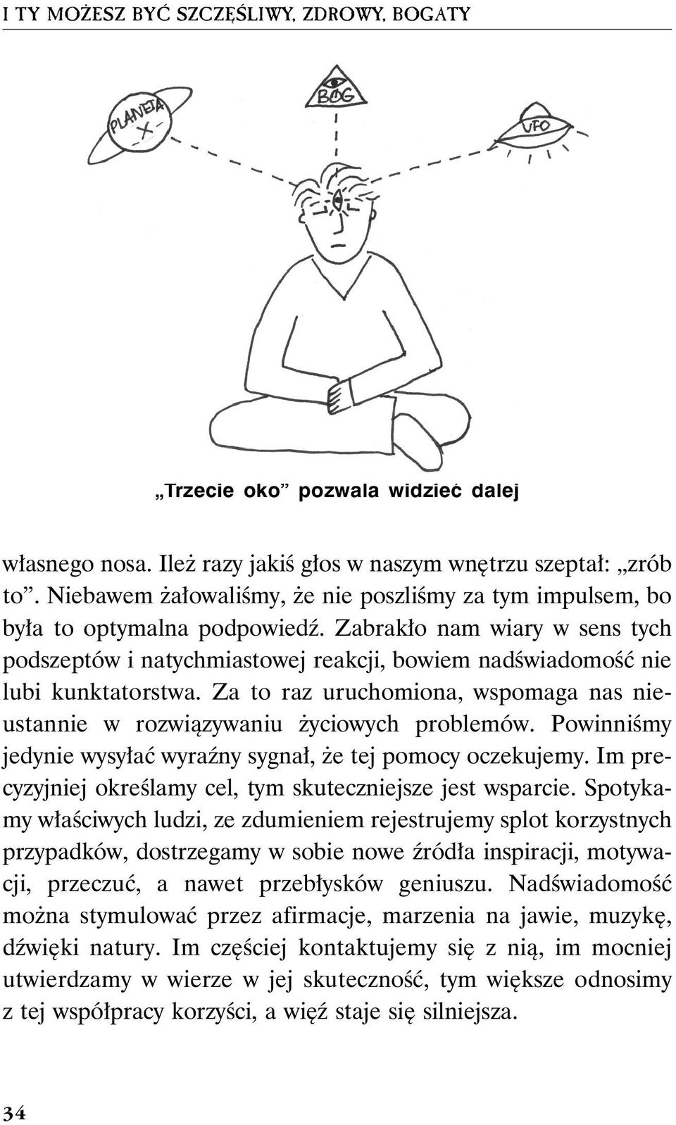 Zabrakło nam wiary w sens tych podszeptów i natychmiastowej reakcji, bowiem nadświadomość nie lubi kunktatorstwa. Za to raz uruchomiona, wspomaga nas nieustannie w rozwiązywaniu życiowych problemów.