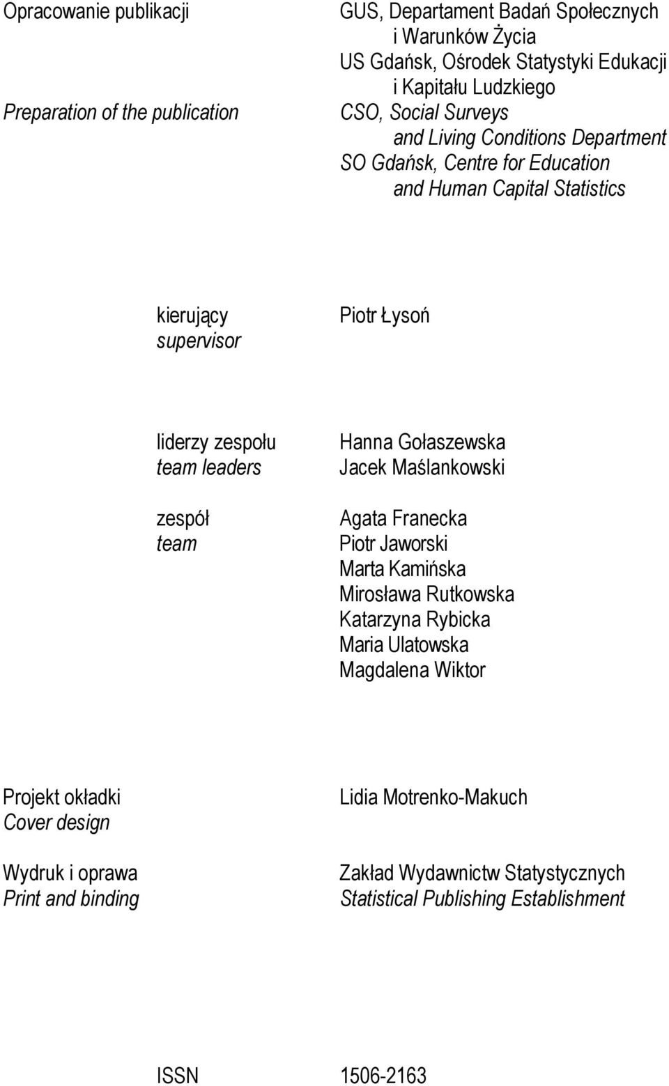 leaders zespół team Hanna Gołaszewska Jacek Maślankowski Agata Franecka Piotr Jaworski Marta Kamińska Mirosława Rutkowska Katarzyna Rybicka Maria Ulatowska Magdalena