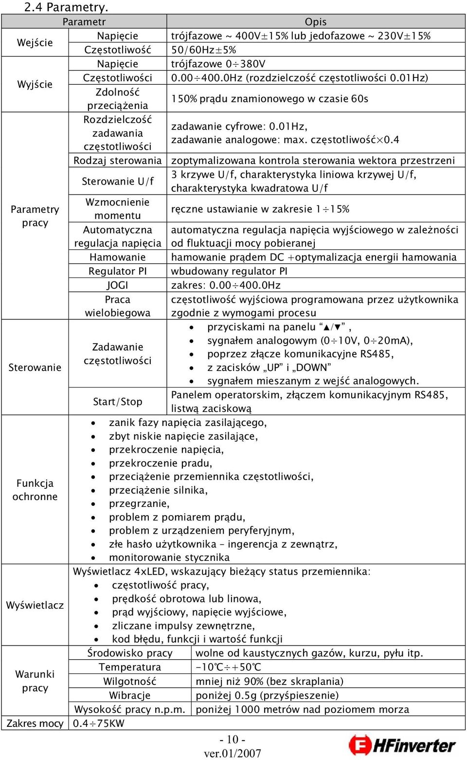 ci zadawanie cyfrowe:.1hz, zadawanie analogowe: max. cz stotliwo.