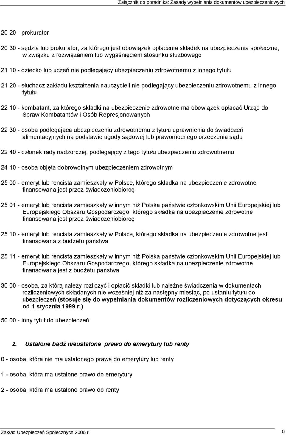 którego składki na ubezpieczenie zdrowotne ma obowiązek opłacać Urząd do Spraw Kombatantów i Osób Represjonowanych 22 30 - osoba podlegająca ubezpieczeniu zdrowotnemu z tytułu uprawnienia do