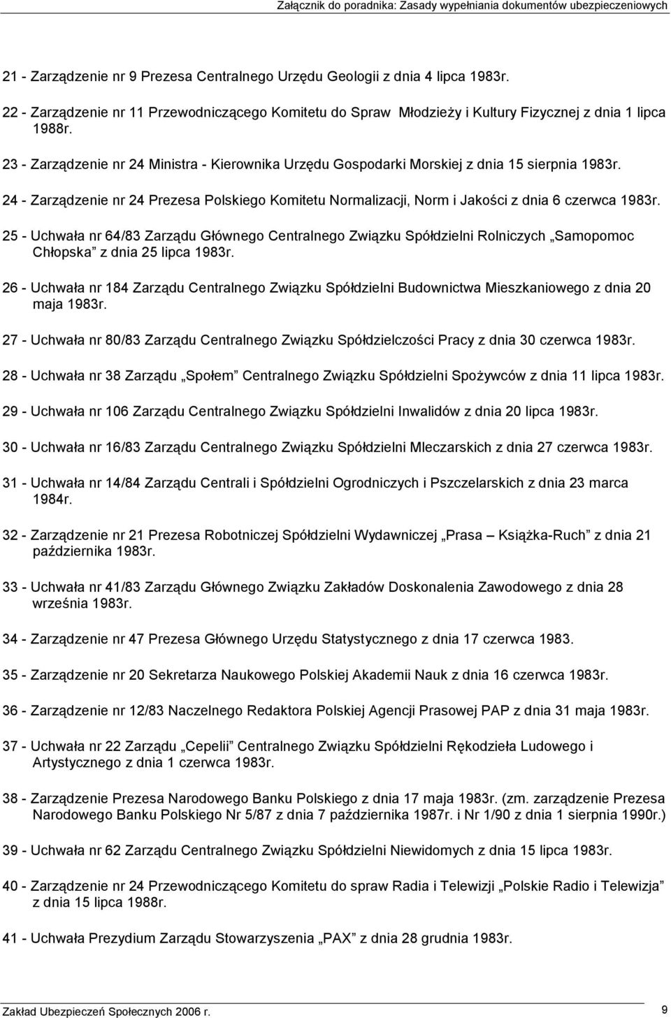 25 - Uchwała nr 64/83 Zarządu Głównego Centralnego Związku Spółdzielni Rolniczych Samopomoc Chłopska z dnia 25 lipca 1983r.