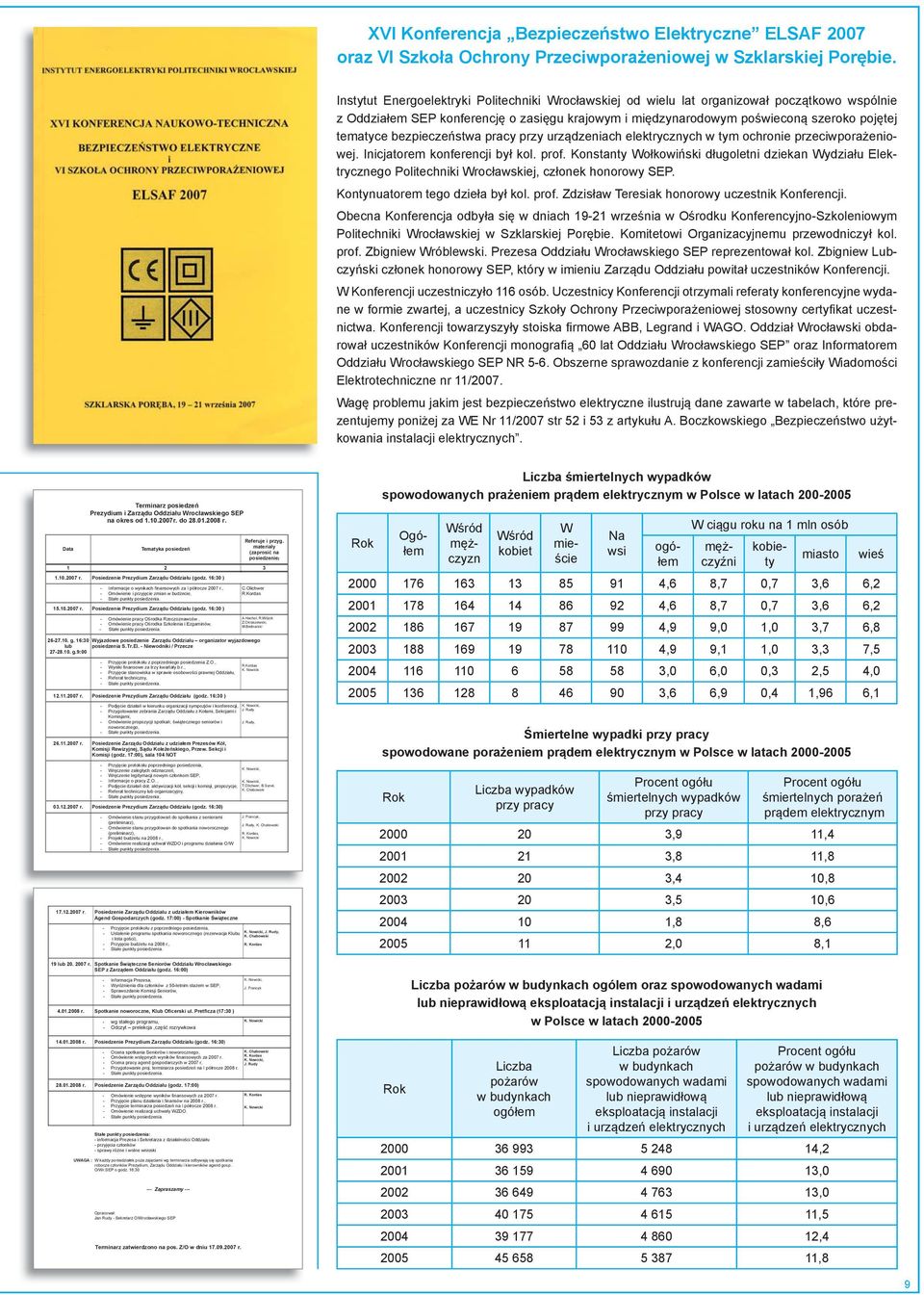 bezpieczeństwa pracy przy urządzeniach elektrycznych w tym ochronie przeciwporażeniowej. Inicjatorem konferencji był kol. prof.