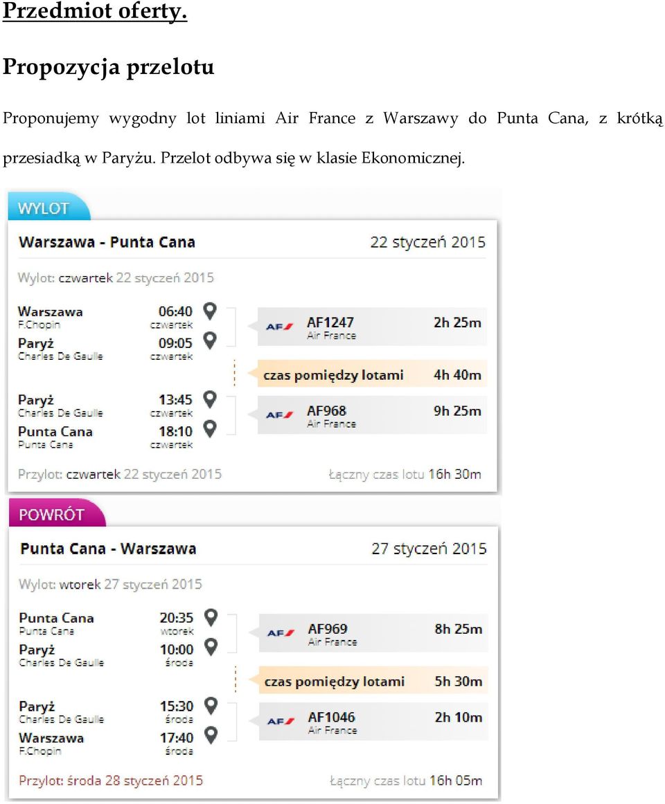liniami Air France z Warszawy do Punta Cana,