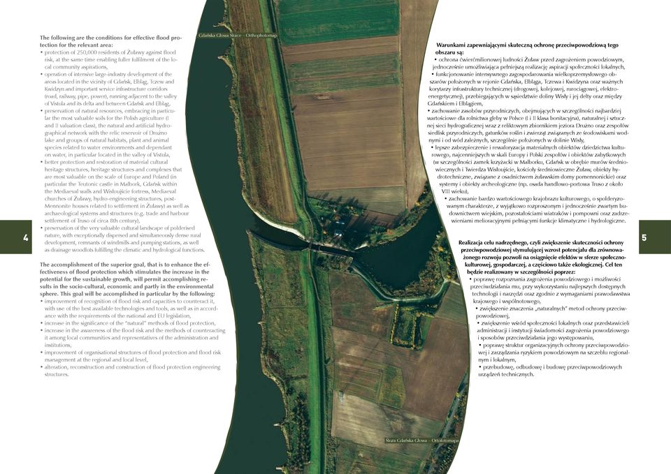 important service infrastructure corridors (road, railway, pipe, power), running adjacent to the valley of Vistula and its delta and between Gdańsk and Elbląg, preservation of natural resources,