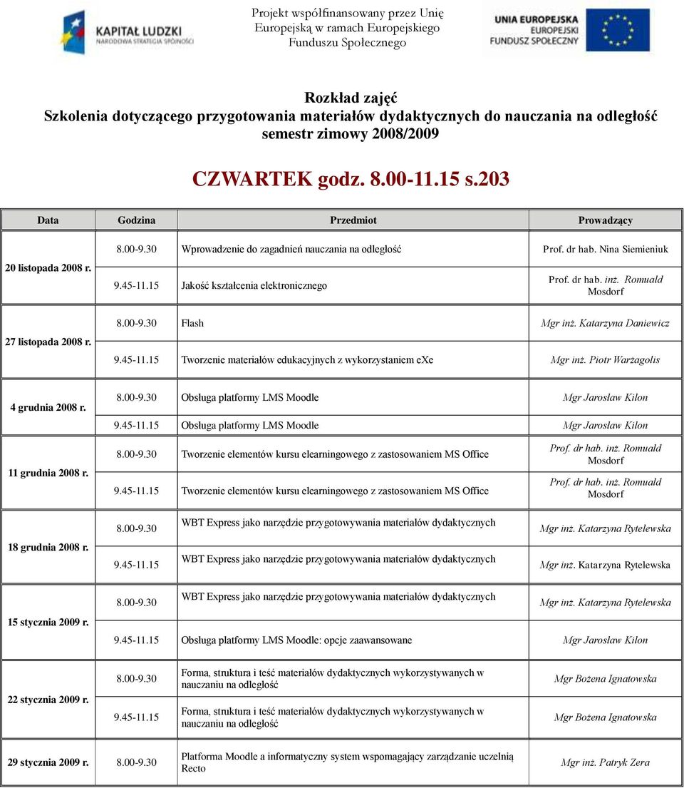 Piotr Warżagolis 4 grudnia 2008 r. 11 grudnia 2008 r.