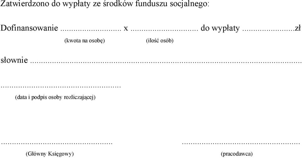 ..zł (kwota na osobę) (ilość osób) słownie.