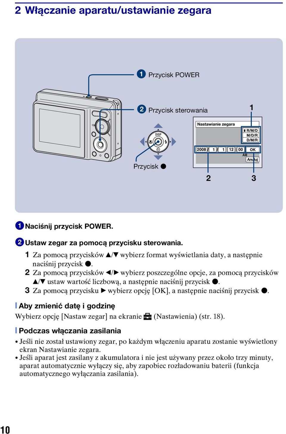 2 Za pomocą przycisków b/b wybierz poszczególne opcje, za pomocą przycisków v/v ustaw wartość liczbową, a następnie naciśnij przycisk z.