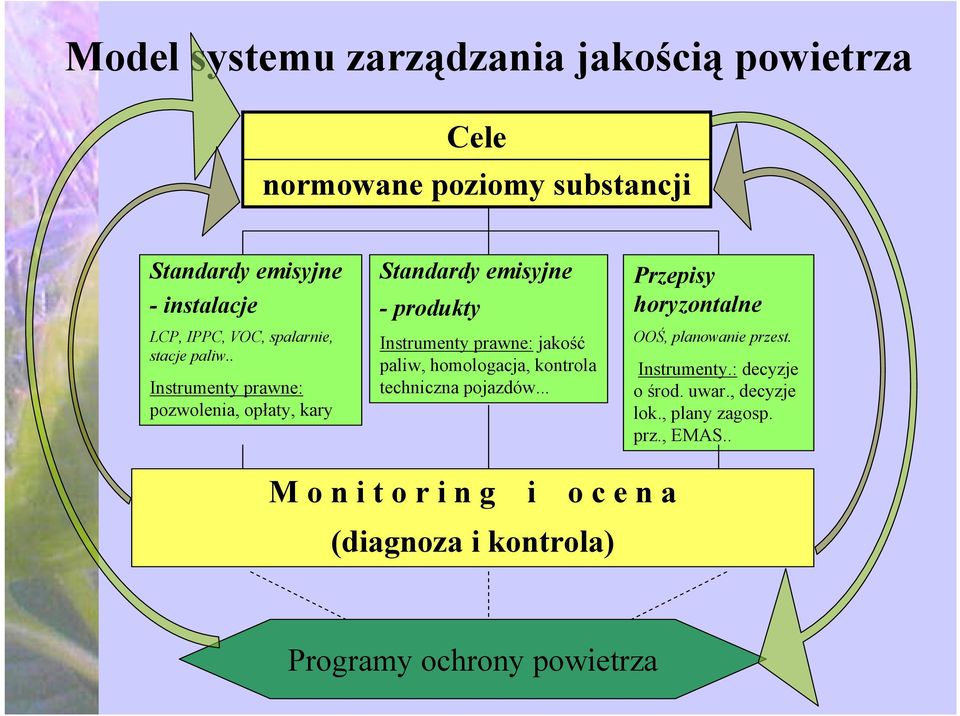 . Instrumenty prawne: pozwolenia, opłaty, kary Standardy emisyjne - produkty Instrumenty prawne: jakość paliw, homologacja,