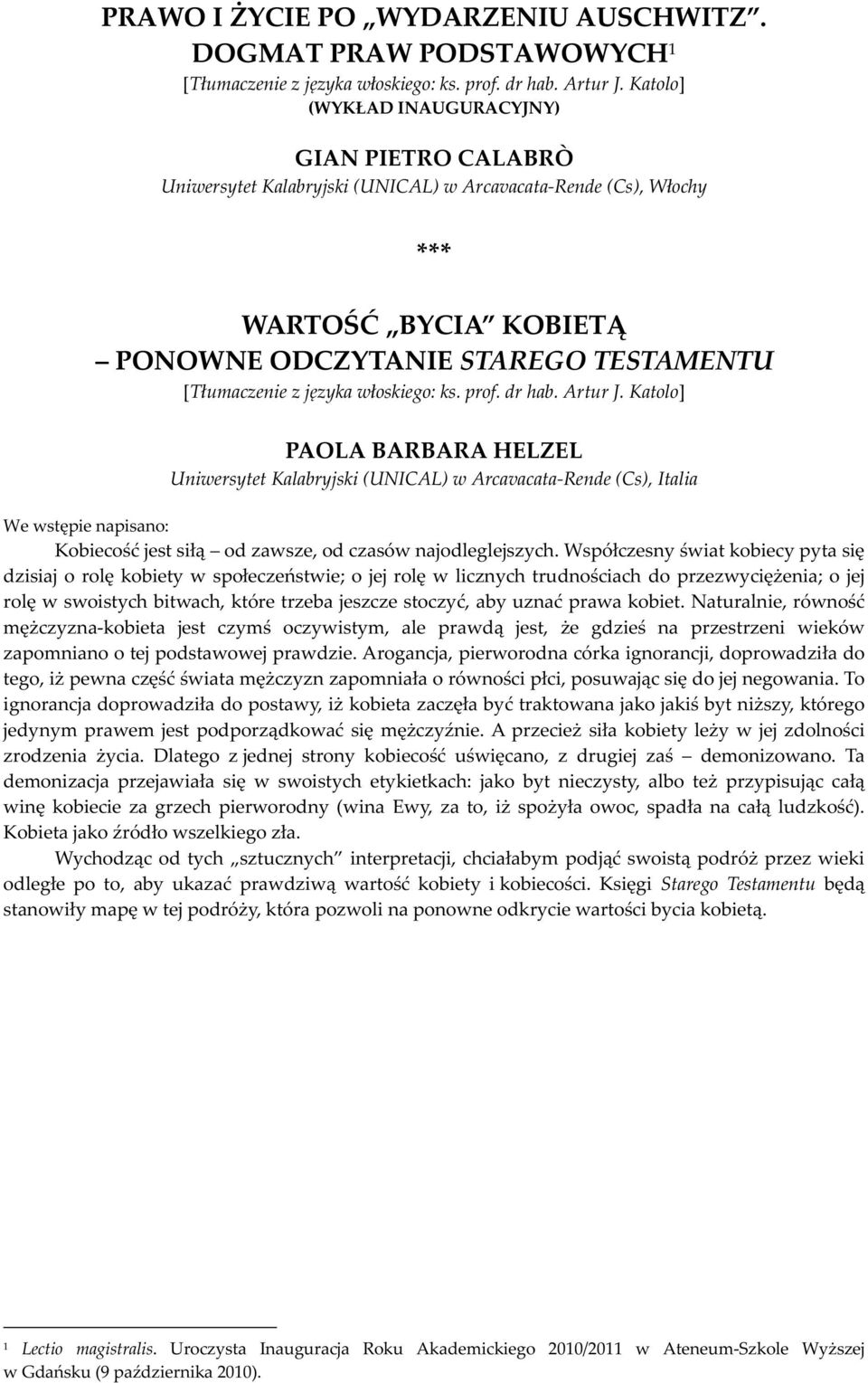 włoskiego: ks. prof. dr hab. Artur J.