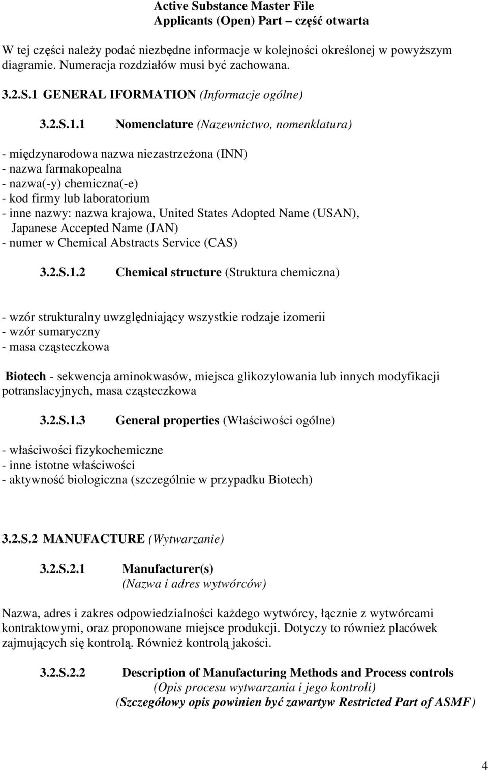 GENERAL IFORMATION (Informacje ogólne) 3.2.S.1.