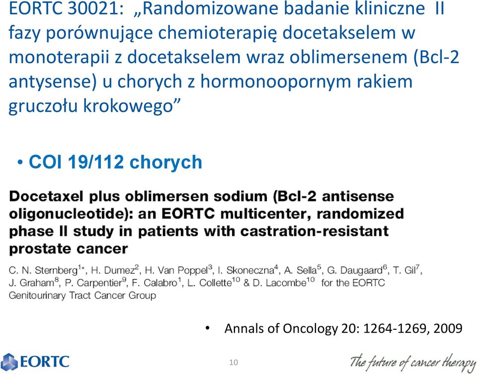 oblimersenem (Bcl-2 antysense) u chorych z hormonoopornym rakiem